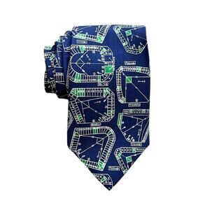 Vintage Josh Bach Classic Historical Baseball Ballparks Silk Men's Novelty Tie